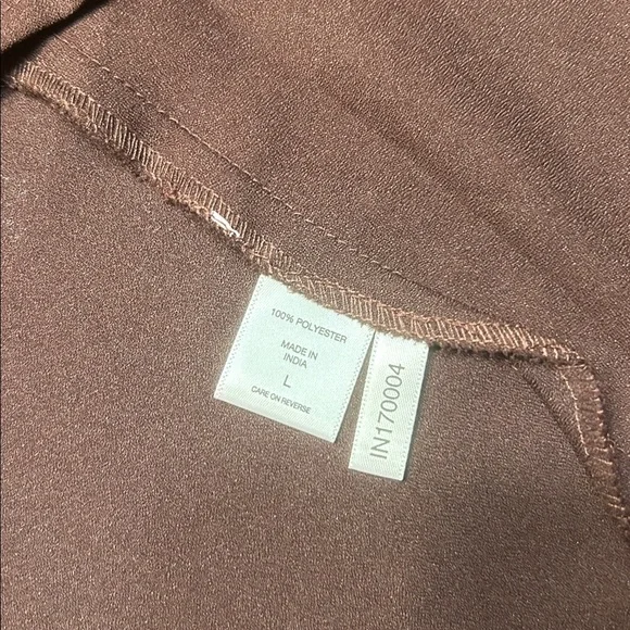 New York & Company Coffee Brown Long Sleeve Midi Chiffon Hi-Low Hem Dress - Picture 10 of 10